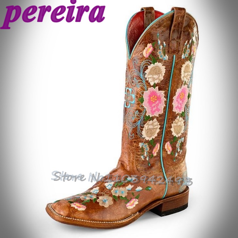 Embroidery Rose - Botas de flores bordadas rosa jardim