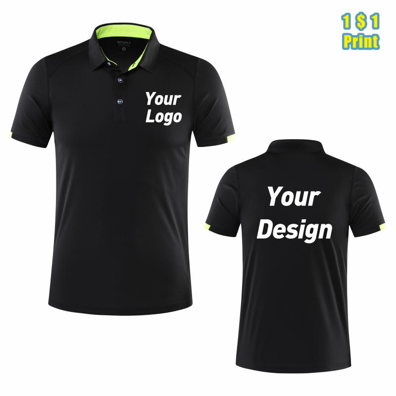Embroidery Design Logo - Camisa polo esportiva respirável de secagem