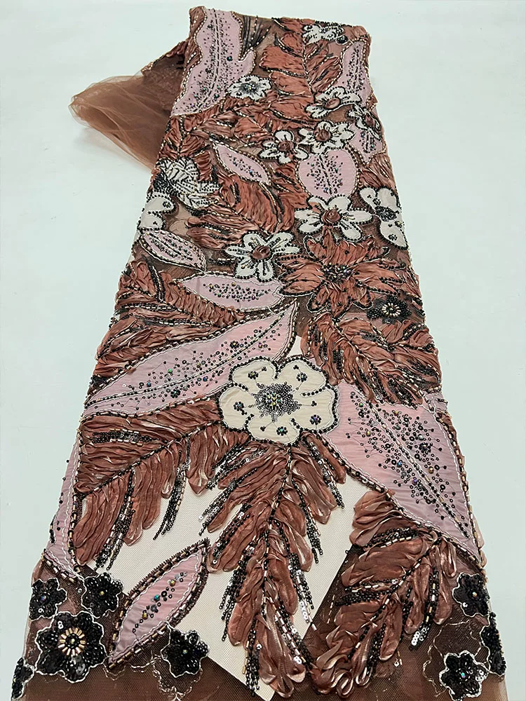 Embroidery Beads - Tecido de gaze novo com bordado