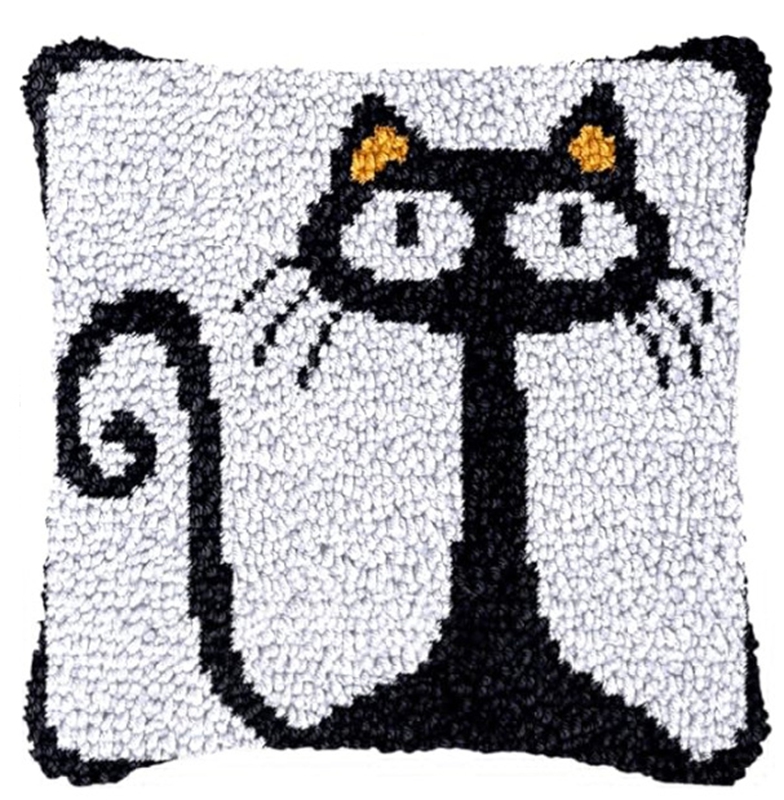 Almofada de gato preto smyrna  - Printed Embroidery Kit avaliação e preço