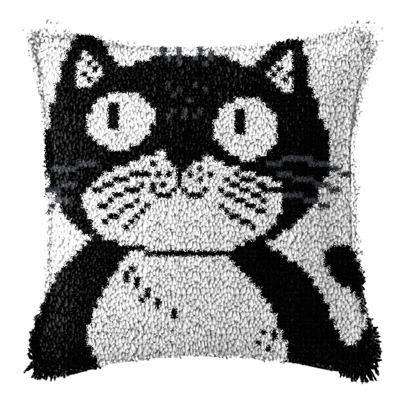 Almofada de gato preto smyrna  - Printed Embroidery Kit avaliação e preço