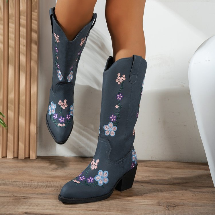 Botas Femininas Estilo Cowboy  - Embroidery On Leather avaliação e preço