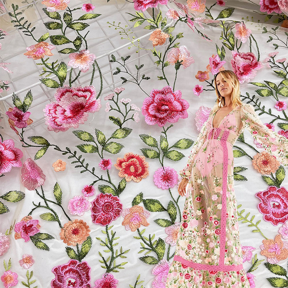 Tecido de Tule de Renda com Fl - Embroidery Flower Pattern avaliação e preço