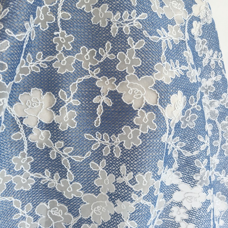 Tecido de Renda Tule com Borda - Embroidery Flower Pattern avaliação e preço