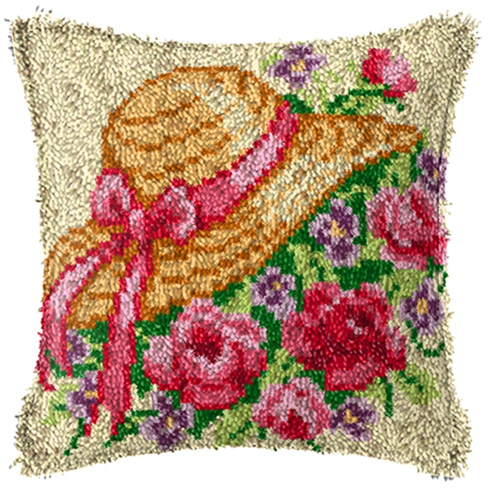 Smyrna flor trava gancho kit e - Printed Embroidery Kit avaliação e preço