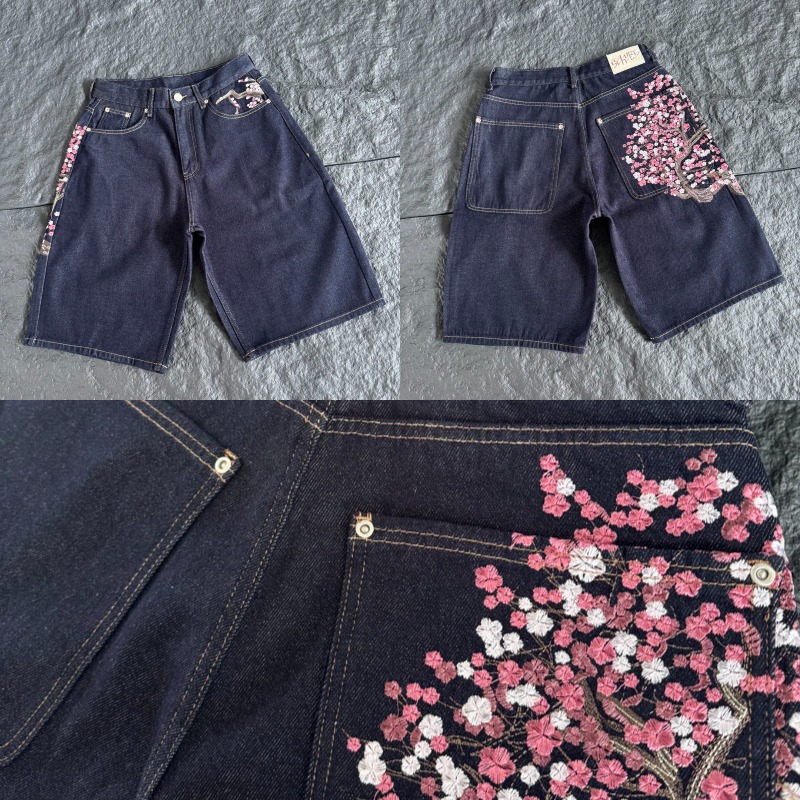 Calções de ganga escura, de co - Embroidery Jeans Sakura avaliação e preço