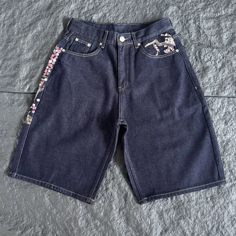 Calções de ganga escura, de co - Embroidery Jeans Sakura avaliação e preço