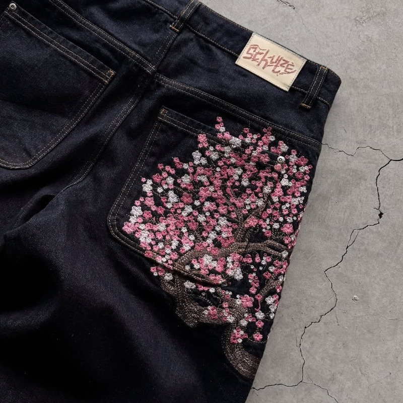 Jeans Y2K Vintage com Bordado  - Embroidery Jeans Sakura avaliação e preço