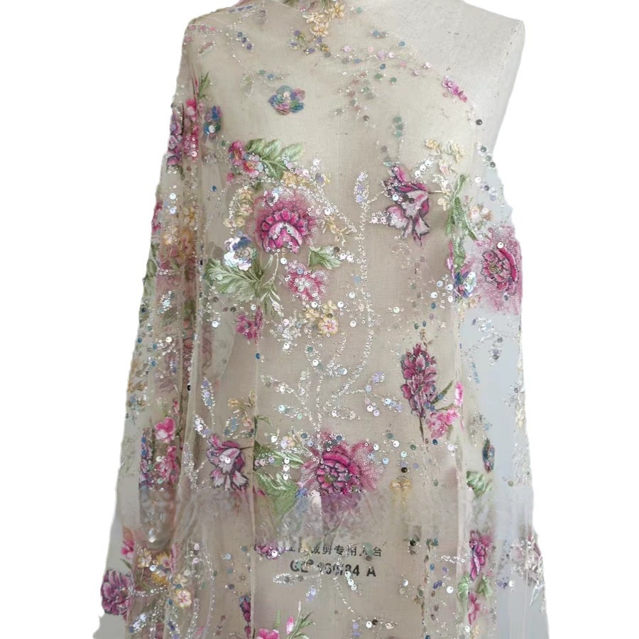 Tecido de Renda Luxuosa com Co - Embroidery Beads avaliação e preço