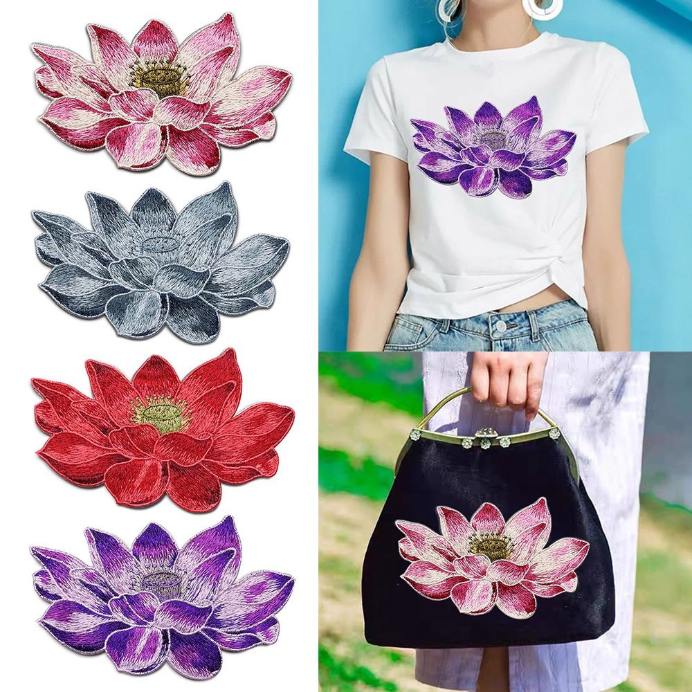 O remendo bordado flor do lótu - Embroidery Flower Pattern avaliação e preço