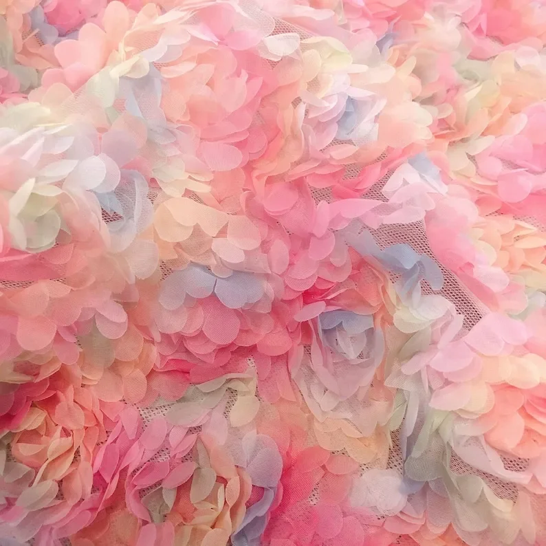3d chiffon rosa flor tecido de - Embroidery Rose avaliação e preço