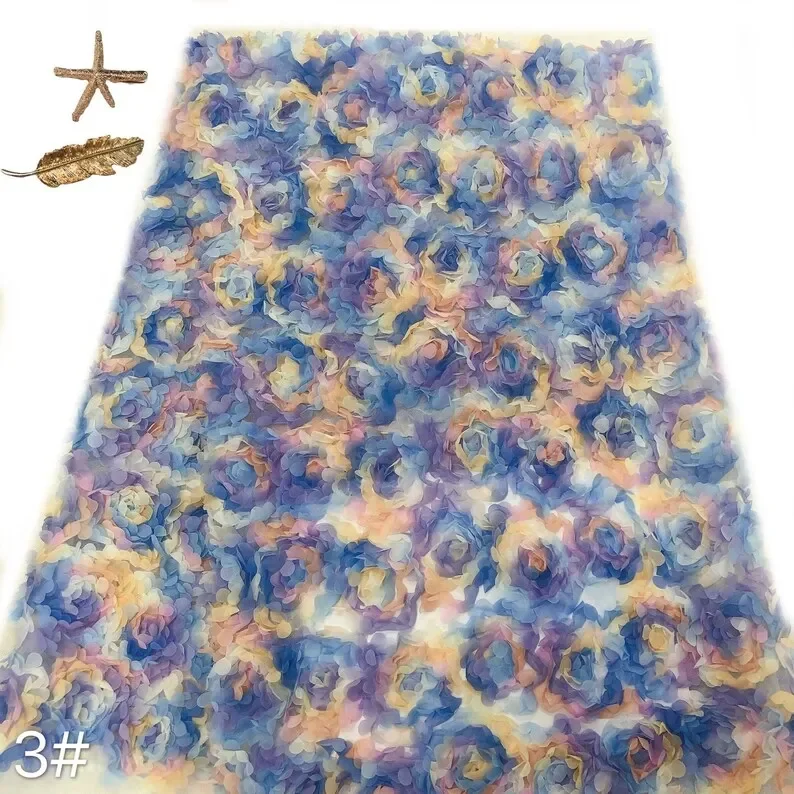 3d chiffon rosa flor tecido de - Embroidery Rose avaliação e preço