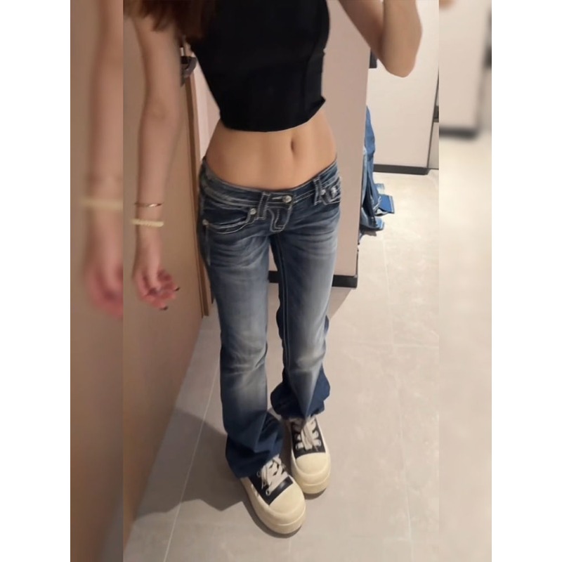 Y2k feminino gótico bordado di - Embroidery Jeans Sakura avaliação e preço